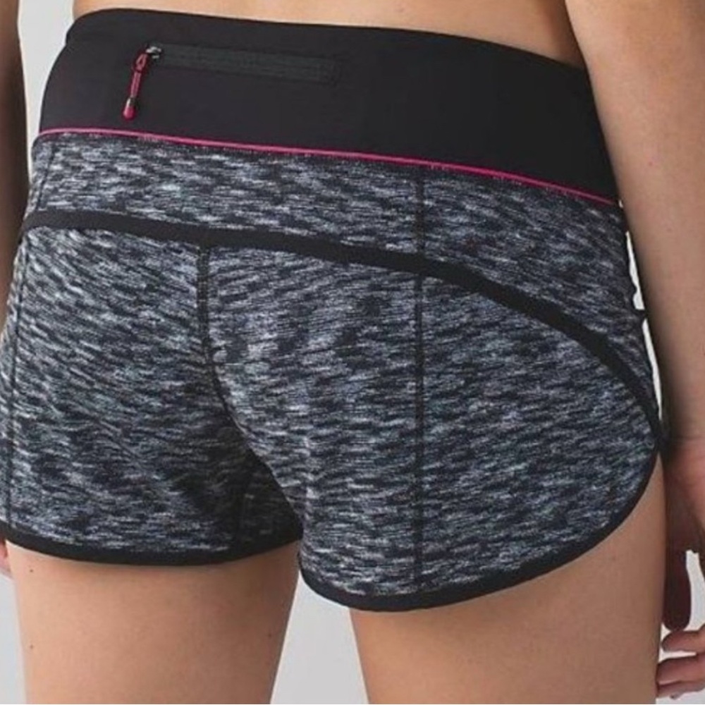 Lululemon Black & Grey Pink Stripe Athletic Speed Shorts size 2